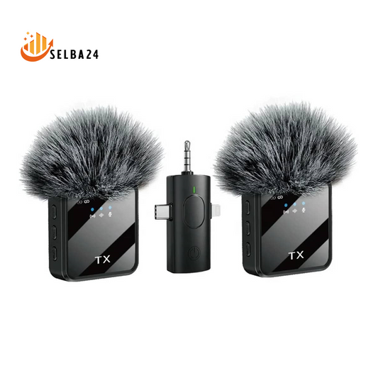 Microfono Inalambrico 3 en 1 para Iphone, Android y Camaras- Sonido Profesional.