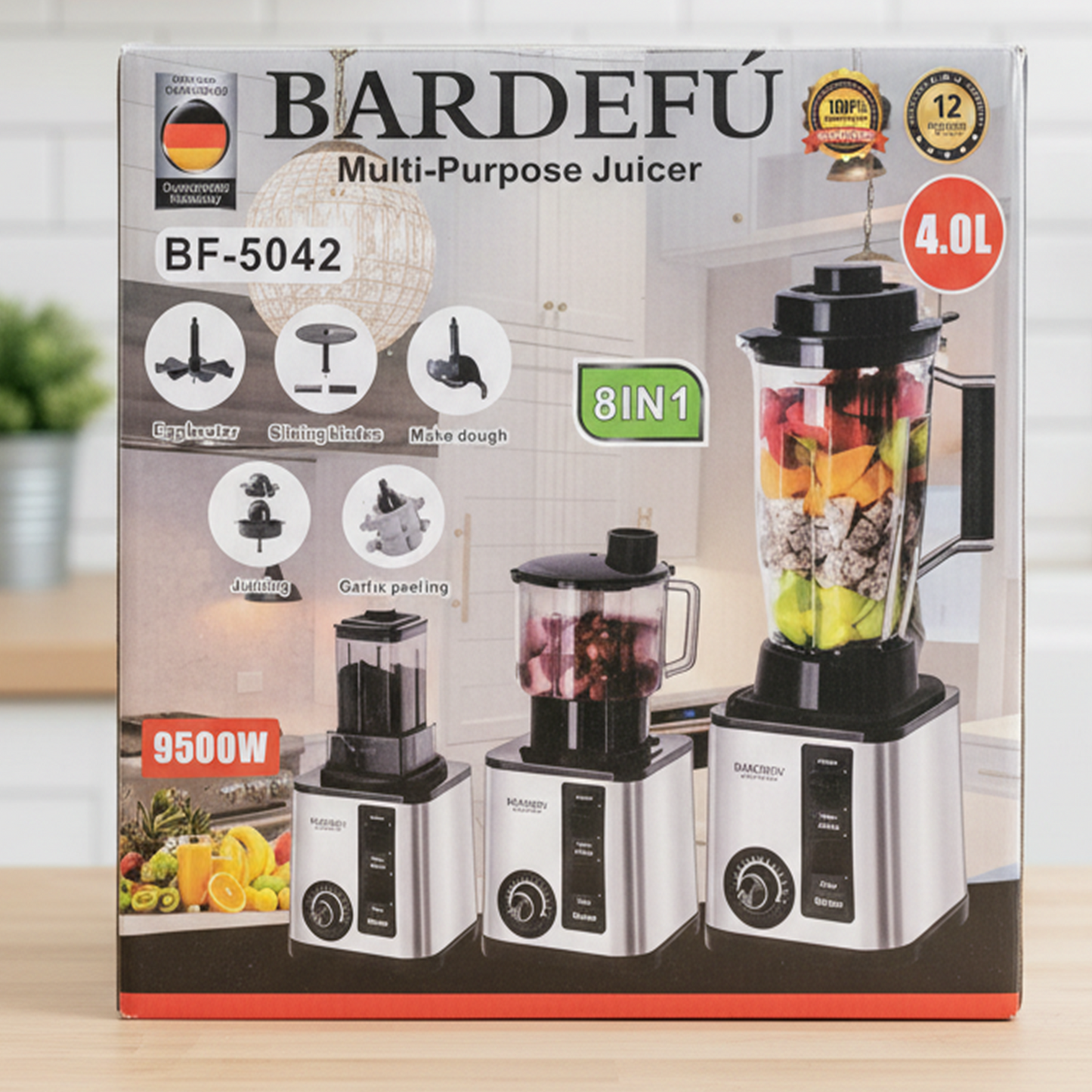 Batidora Bardefu Multipurpose Juicer BF5042 – 8 en 1, 4.0L y 9500W