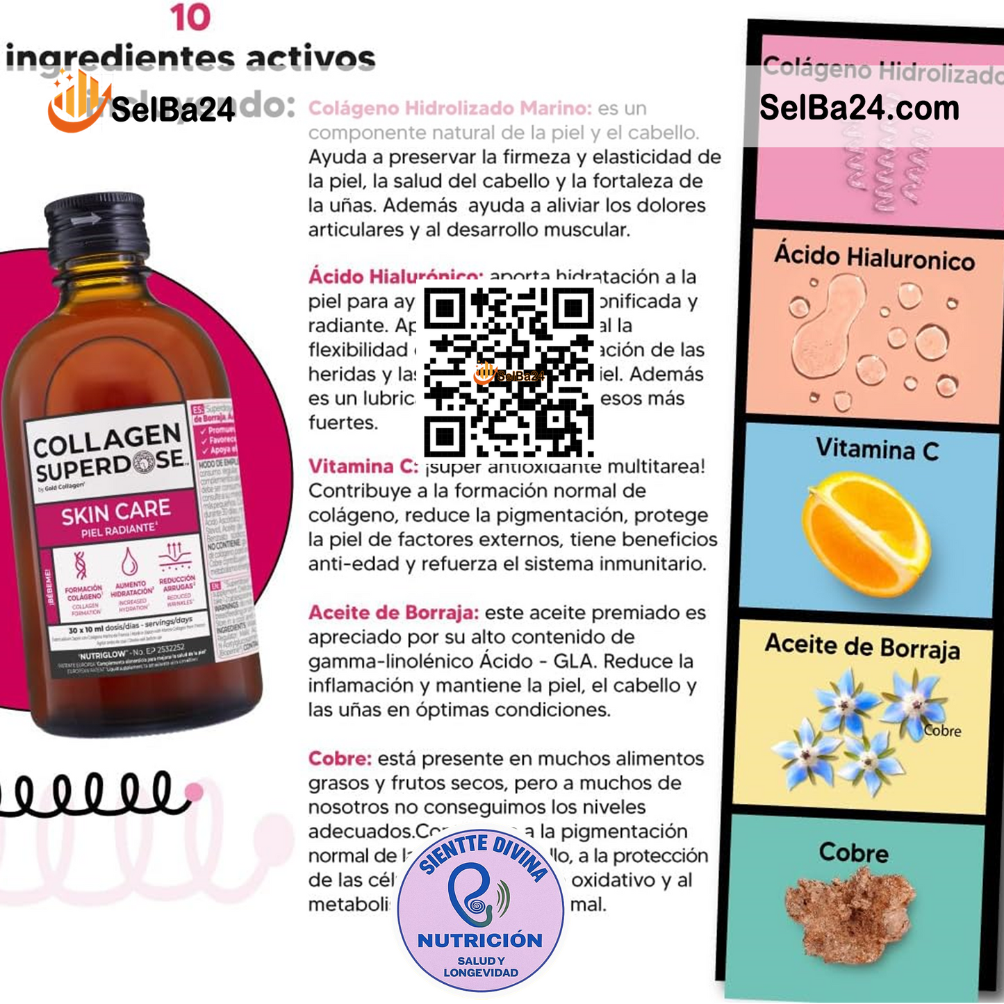 COLLAGEN SUPERDOSE Piel Radiante -Colágeno Marino Hidrolizado en 30 Días
