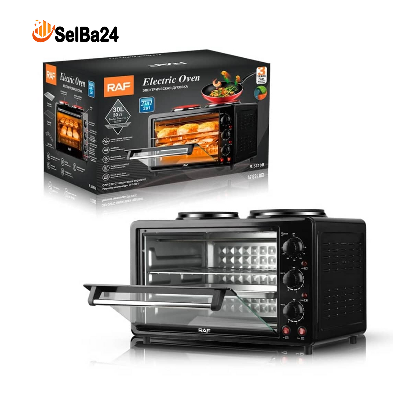 Horno Eléctrico RAF 3 en 1 – Modelo R.5310 B | Versatilidad y potencia en tu cocina